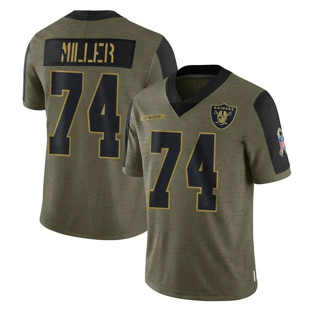Johmsee LV.Raiders #74 Kolton Miller Player Olive Salute To Service Limited Game Stitched Jerseys