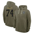 Johmsee LV.Raiders #74 Kolton Miller Player Olive Salute to Service Pullover Hoodies Limited Stitched Jerseys