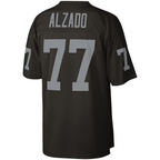 Johmsee LV.Raiders #77 Lyle Alzado Mitchell & Ness Black Legacy Replica Stitched Puhic  Jersey