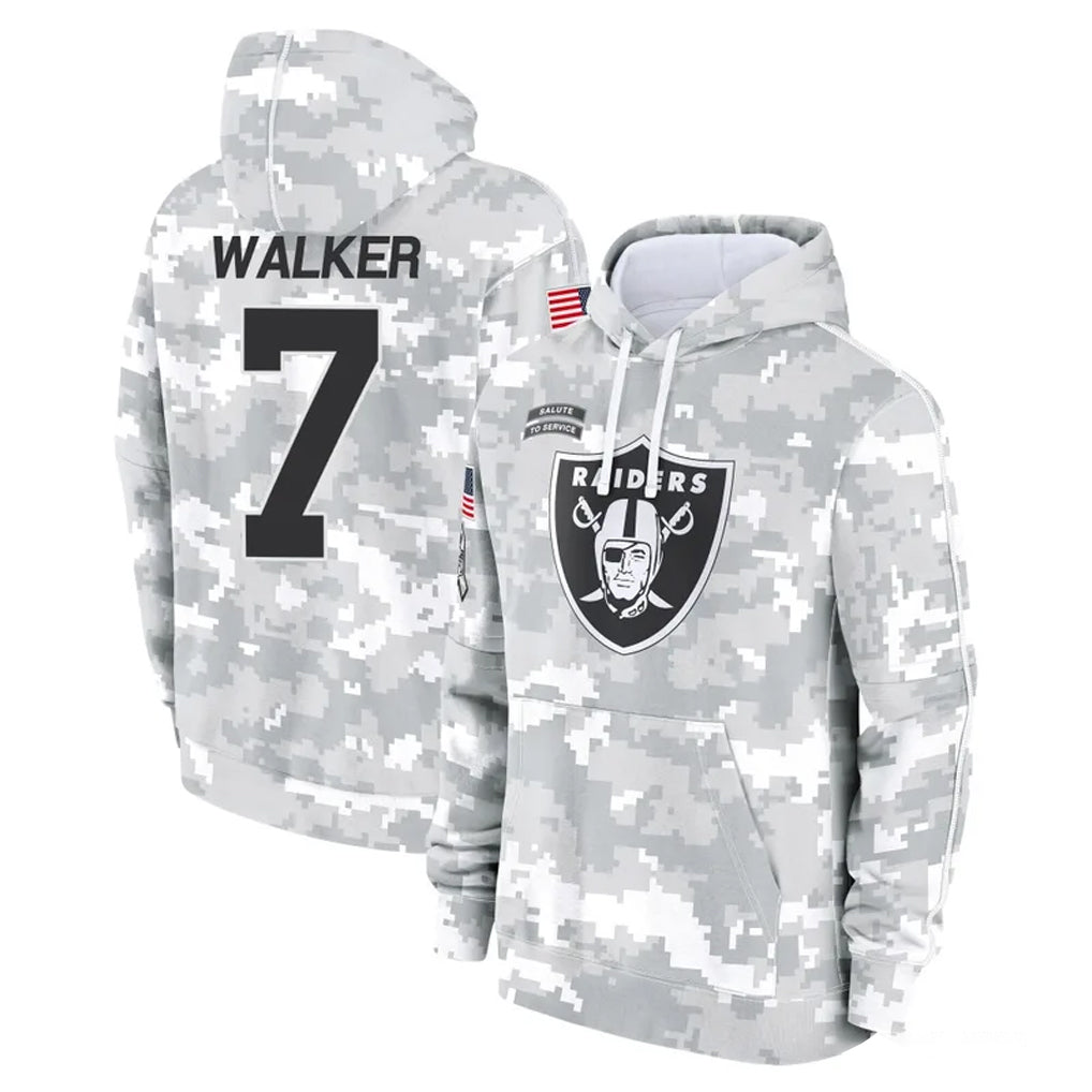 Johmsee LV.Raiders #7 Quay Walker Player Arctic Camo Salute to Service Hoodies Limited Game Stitched Jerseys