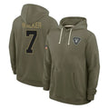 Johmsee LV.Raiders #7 Quay Walker Player Olive Salute to Service Pullover Hoodies Limited Stitched Jerseys