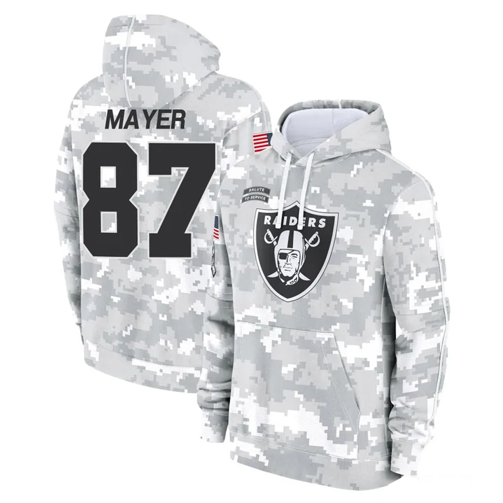 Johmsee LV.Raiders #87 Michael Mayer Player Arctic Camo Salute to Service Hoodies Limited Game Stitched Jerseys