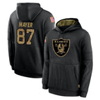 Johmsee LV.Raiders #87 Michael Mayer Player Black Salute to Service Hoodies Limited Game Stitched Jerseys