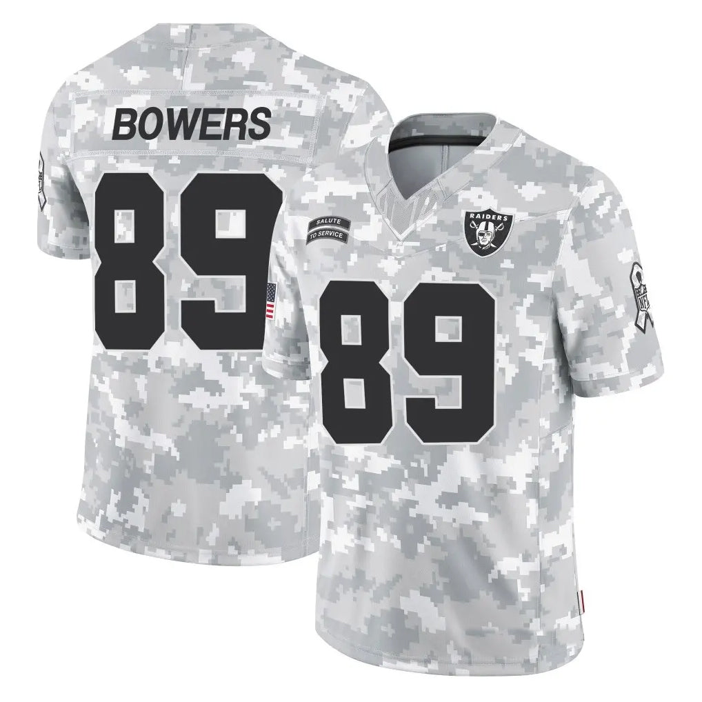 Johmsee LV.Raiders #89 Brock Bowers Player Arctic Camo Salute to Service Limited  Stitched Jerseys