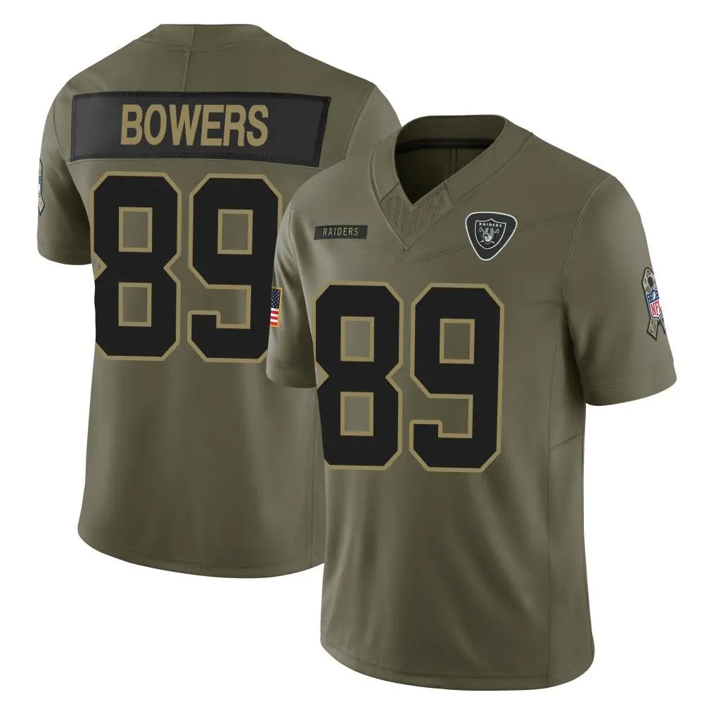 Johmsee LV.Raiders #89 Brock Bowers Player Olive 2025 Salute To Service Limited Game Stitched Jerseys
