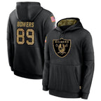 Johmsee LV.Raiders #89 Brock Bowers Player Salute to Service Black Hoodies Stitched Jerseys