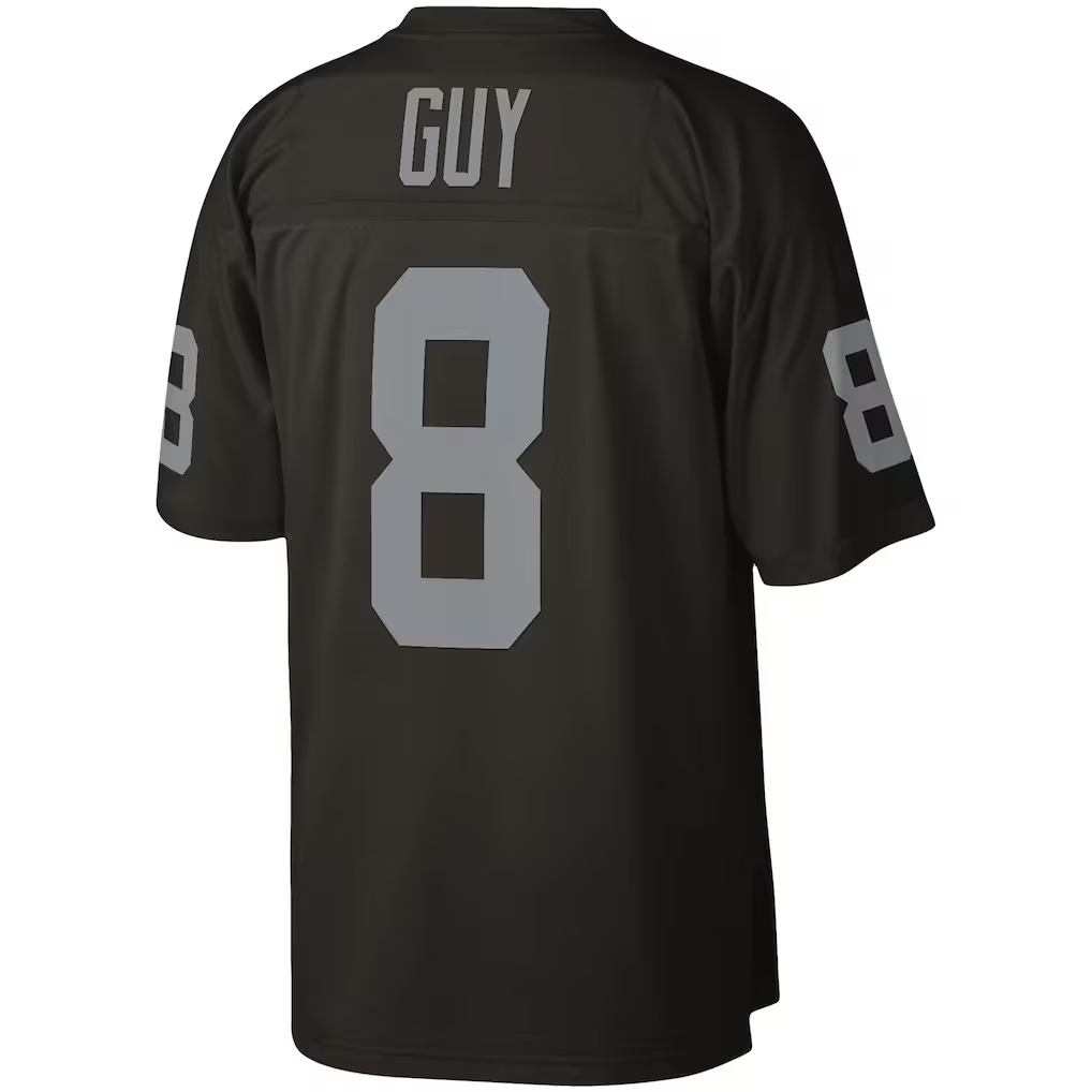 Johmsee LV.Raiders #8 Ray Guy Mitchell & Ness Black Legacy Replica Jersey