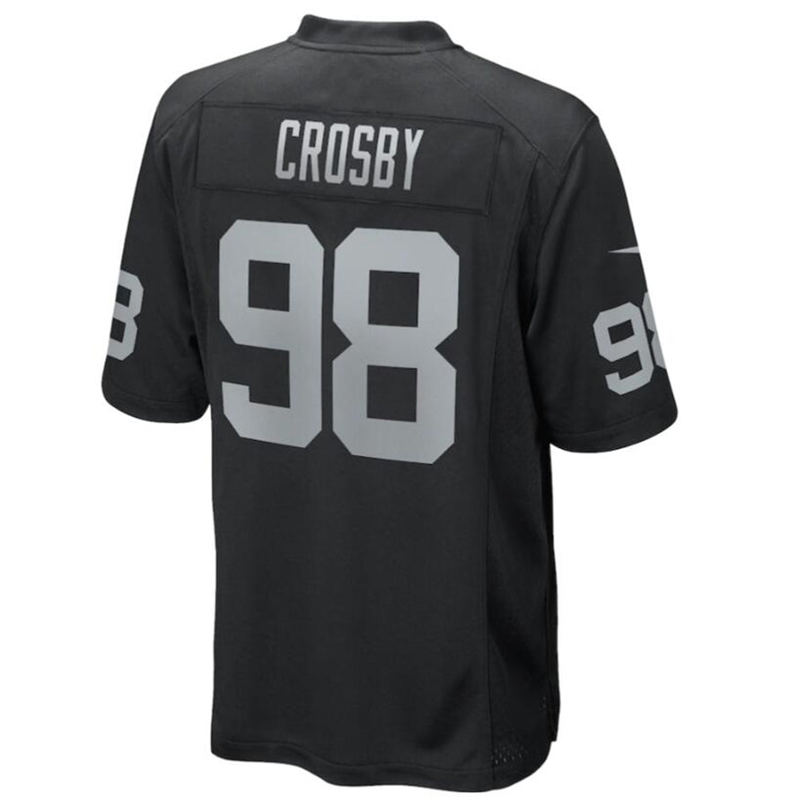 Johmsee LV.Raiders #98 Maxx Crosby Black Game Jersey American Stitched Jerseys