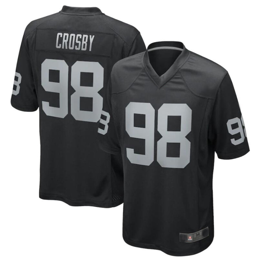 Johmsee LV.Raiders #98 Maxx Crosby Black Game Jersey American Stitched Jersey