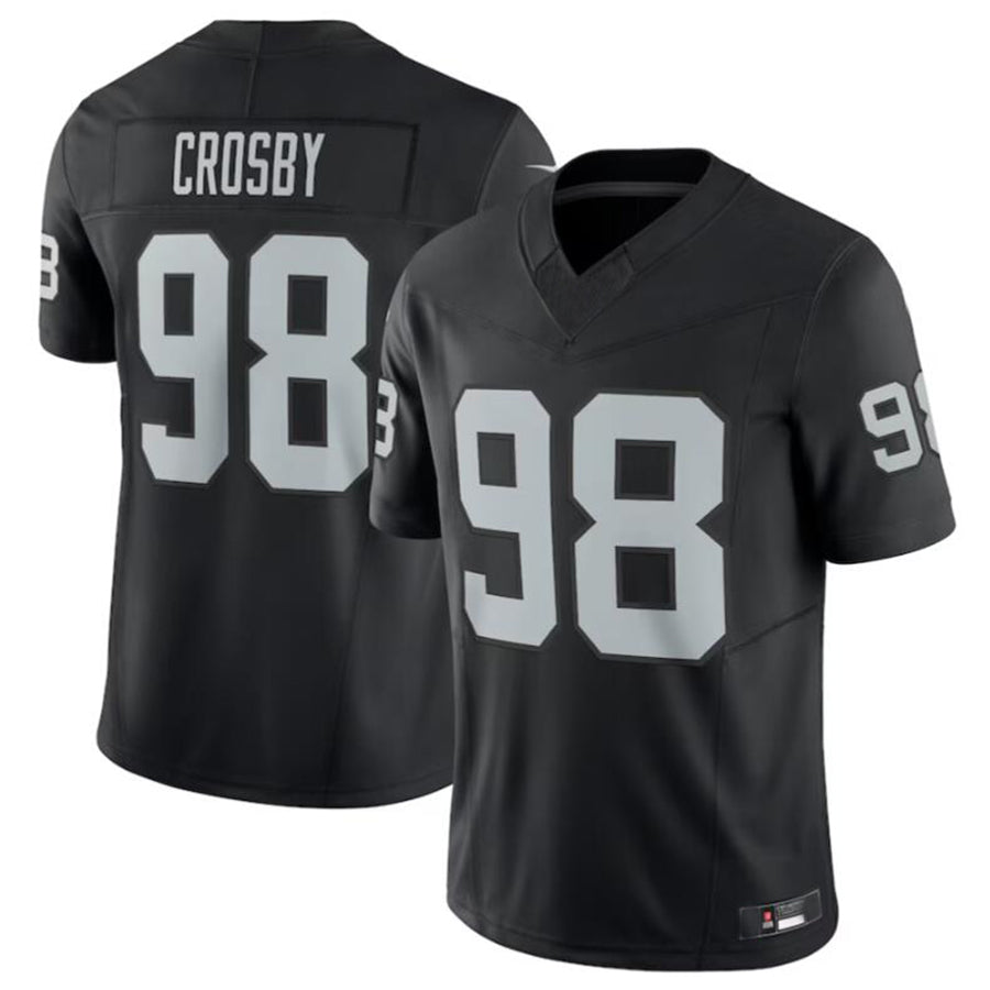 Johmsee LV.Raiders #98 Maxx Crosby Black Vapor F.U.S.E. Limited Jersey American Stitched Jersey