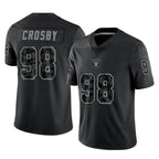 Johmsee LV.Raiders #98 Maxx Crosby Player Black Reflective Limited Game Stitched Jerseys