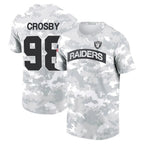 Johmsee LV.Raiders #98 Maxx Crosby Player Black Salute to Service T-Shirts Stitched Jerseys