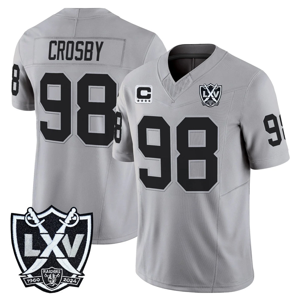 Johmsee LV.Raiders #98 Maxx Crosby Player Gray 2026 Vapor Limited Home Game Stitched Jerseys