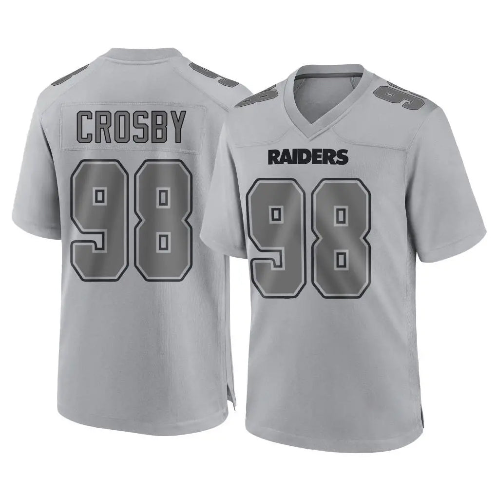 Johmsee LV.Raiders #98 Maxx Crosby Player Gray Atmosphere Fashion Limited Game Stitched Jerseys