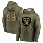 Johmsee LV.Raiders #98 Maxx Crosby Player Olive Salute to Service Pullover Hoodies Home Game Stitched Jerseys