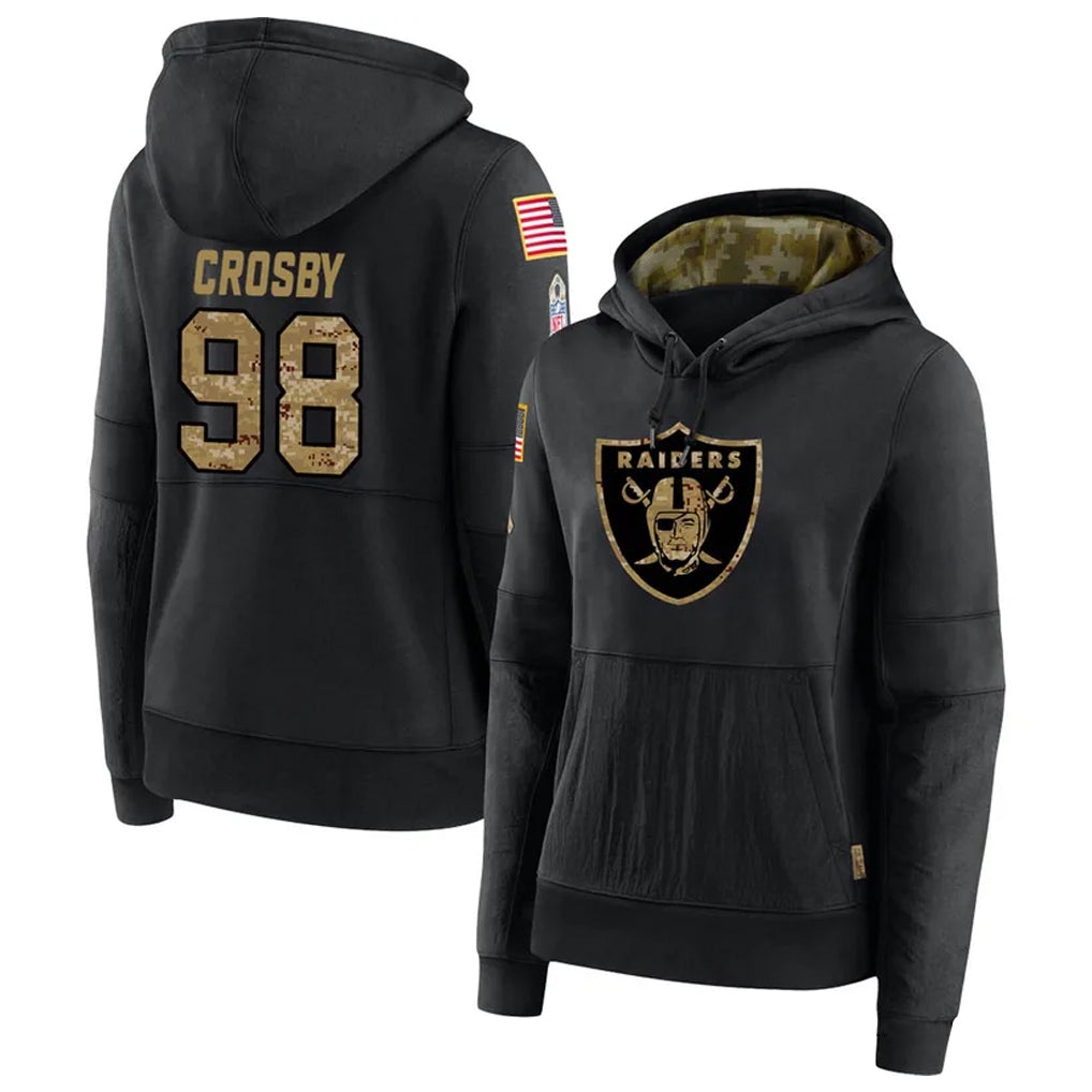 Johmsee LV.Raiders #98 Maxx Crosby Player Salute to Service Black Hoodies Stitched Jerseys