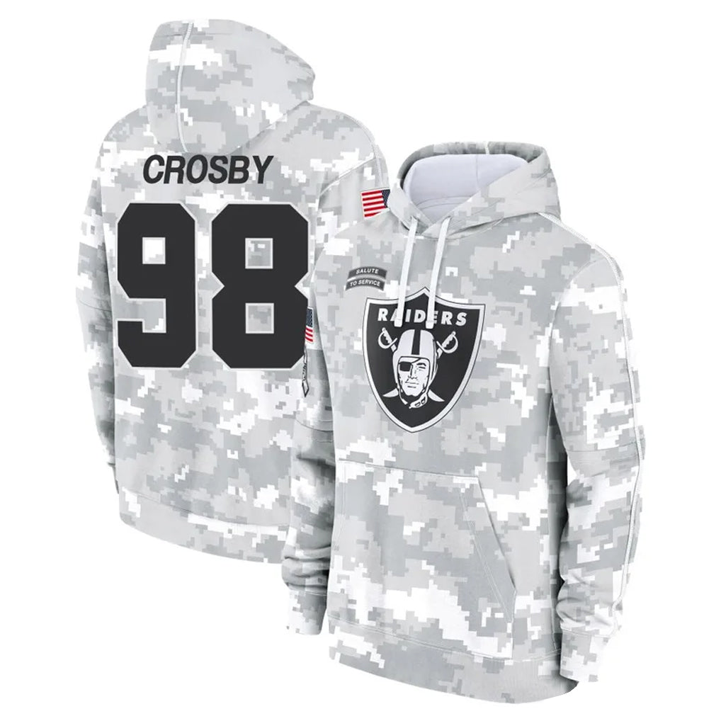 Johmsee LV.Raiders #98 Maxx Crosby Player Salute to Service Hoodies Stitched Jerseys