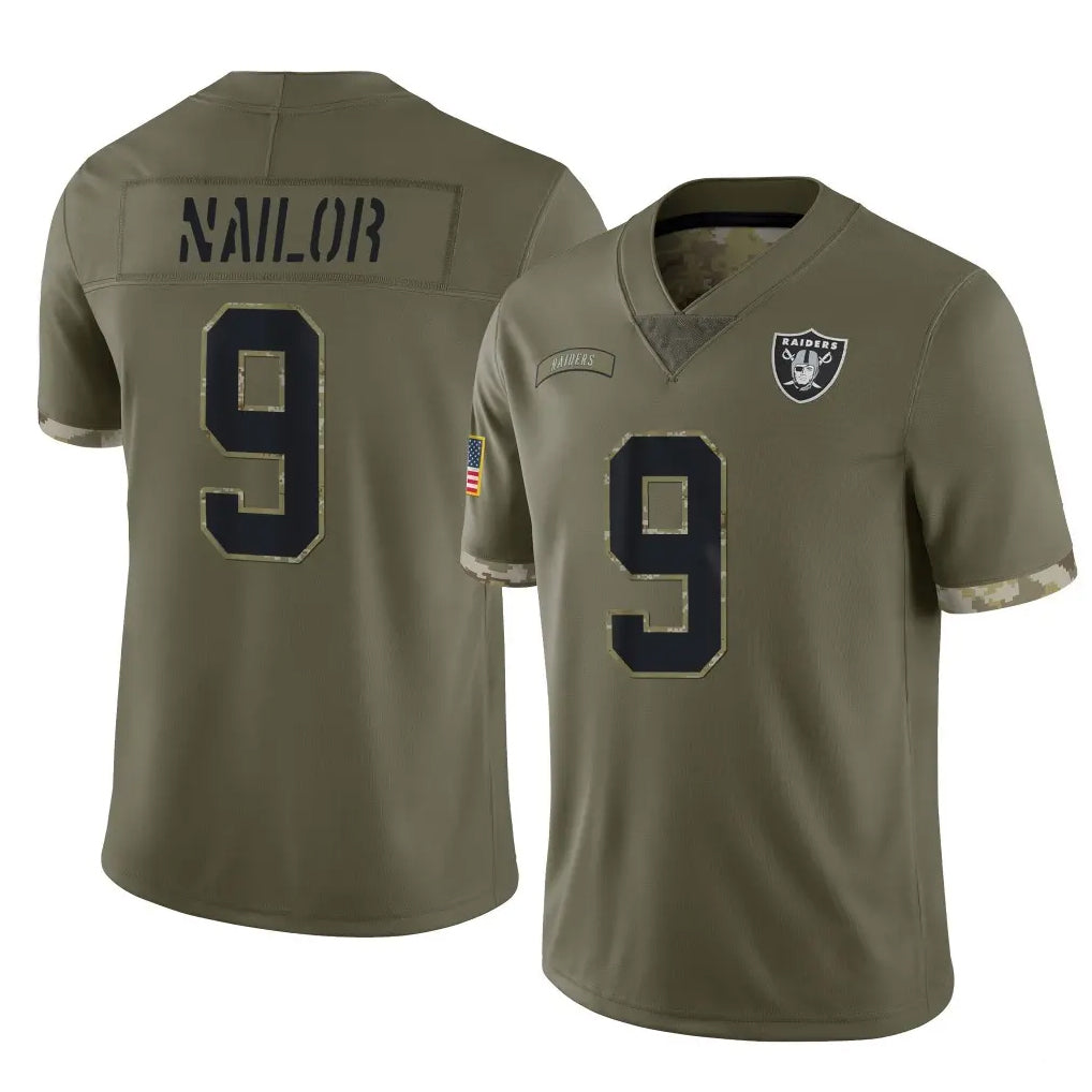 Johmsee LV.Raiders #9 Jalen Nailor Player Olive Salute To Service Limited Stitched Jerseys