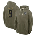 Johmsee LV.Raiders #9 Jalen Nailor Player Olive Salute to Service Pullover Hoodies Limited Stitched Jerseys