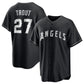 Los Angeles Angels #27 Mike Trout Black Lights Out Limited Stitched Baseball Jersey