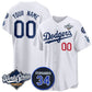 Custom Los Angeles Dodgers ACTIVE PLAYER White 2025 World Series With No. 34 Patch Limited Stitched Baseball Jersey