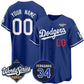 Custom Los Angeles Dodgers Active Player Royal 2025 World Series With No.34 Patch Limited Stitched Baseball Jersey