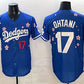 Los Angeles Dodgers #17 Shohei Ohtani Royal 2025 World Series Champions Patch Tokyo Series Limited Stitched Baseball Jersey