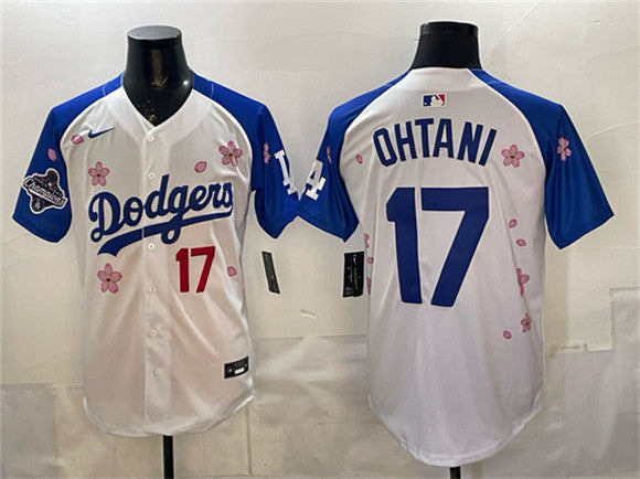 Los Angeles Dodgers #17 Shohei Ohtani White Royal 2025 World Series Champions Patch Tokyo Series Limited Stitched Baseball Jersey