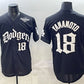 Los Angeles Dodgers #18 Yoshinobu Yamamoto Black 2025 LA Gothic Style With 2025 World Series Patch Vapor Premier Limited Stitched Baseball Jersey