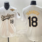 Los Angeles Dodgers #18 Yoshinobu Yamamoto White Gold 2025 World Series Patch Limited Stitched Baseball Jersey