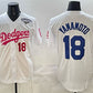 Los Angeles Dodgers #18 Yoshinobu Yamamoto White Pink 2025 World Series Vin & Kobe Patch Limited Stitched Baseball Jersey