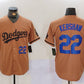 Los Angeles Dodgers #22 Clayton Kershaw Number Olive Cool Base Limited Stitched Baseball Jerseys