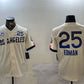 Los Angeles Dodgers #25 Tommy Edman Cream 2024 World Series With No. 34 Patch City Connect Limited Stitched Baseball Jersey