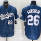 Los Angeles Dodgers #26 Tony Gonsolin Navy Blue Pinstripe Stitched Cool Base Baseball Jersey