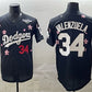 Los Angeles Dodgers #34 Fernando Valenzuela Black 2025 World Series Patch Tokyo Series Limited Stitched Baseball Jersey