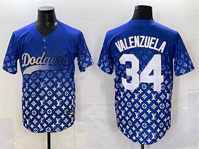 Los Angeles Dodgers #34 Fernando Valenzuela Blue Limited Stitched Baseball Jersey