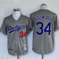 Los Angeles Dodgers #34 Fernando Valenzuela Gray Cool Base Stitched Baseball Jersey