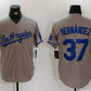 Los Angeles Dodgers #37 Teoscar Hernandez Grey With Los Cool Base Stitched Baseball Jerseys