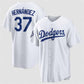 Los Angeles Dodgers #37 Teoscar Hern¨¢ndez White 2025 World Series Champions Stitched Baseball Jersey