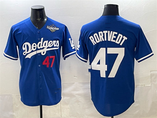 Los Angeles Dodgers #47 Ben Rortvedt Royal 2025 World Series Patch Limited Stitched Baseball Jersey
