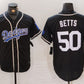 Los Angeles Dodgers #50 Mookie Betts Black White Cool Base Stitched Baseball Jersey