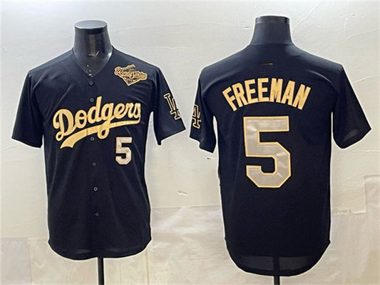 Los Angeles Dodgers #5 Freddie Freeman Black Gold 2025 World Series Limited Stitched Baseball Jersey