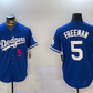 Los Angeles Dodgers #5 Freddie Freeman Number Blue Cool Base Stitched Baseball Jersey