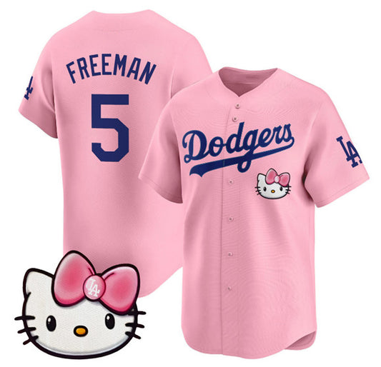 Los Angeles Dodgers #5 Freddie Freeman Pink 2025 Hello Kitty Vapor Limited Stitched Baseball Jersey