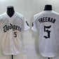Los Angeles Dodgers #5 Freddie Freeman White 2025 LA Gothic Style With 2024 World Series Champions Patch Vapor Premier Limited Stitched Baseball Jersey