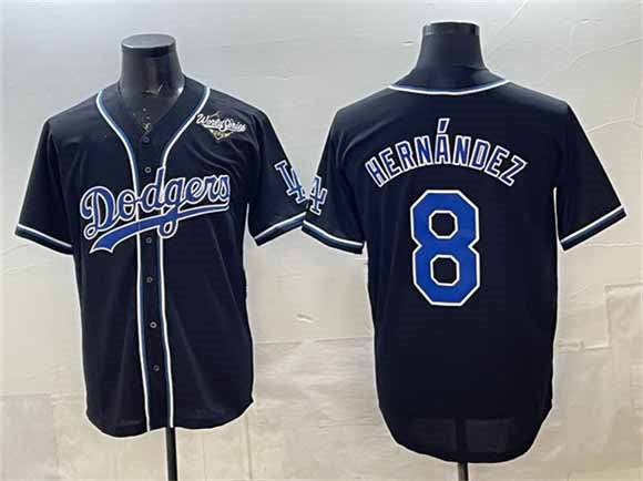 Los Angeles Dodgers #8 Enrique Hern¨¢ndez Black Fashion 2025 World Series Cool Base Stitched Baseball Jersey