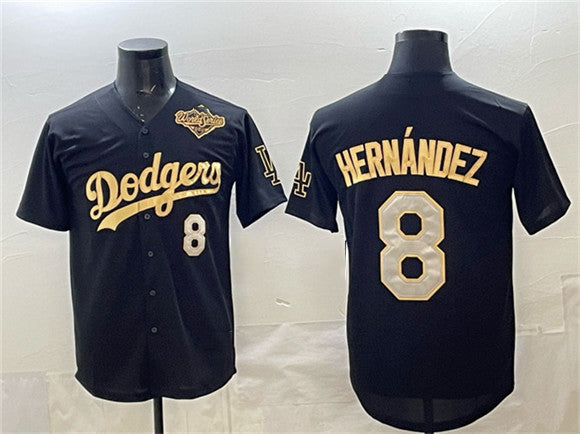 Los Angeles Dodgers #8 Enrique Hernández Black Gold 2025 World Series Limited Stitched Baseball Jersey