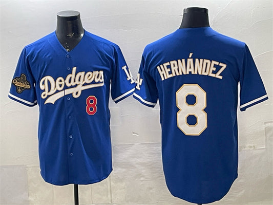 Los Angeles Dodgers #8 Enrique Hernández Royal 2025 World Series Champions Patch Limited Stitched Baseball Jersey