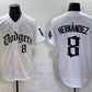 Los Angeles Dodgers #8 Enrique Hernández White 2025 LA Gothic Style With 2024 World Series Champions Patch Vapor Premier Limited Stitched Baseball Jersey