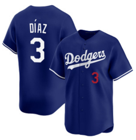 Los Angeles Dodgers #3 Edwin Díaz Royal Cool Base Stitched Baseball Jersey